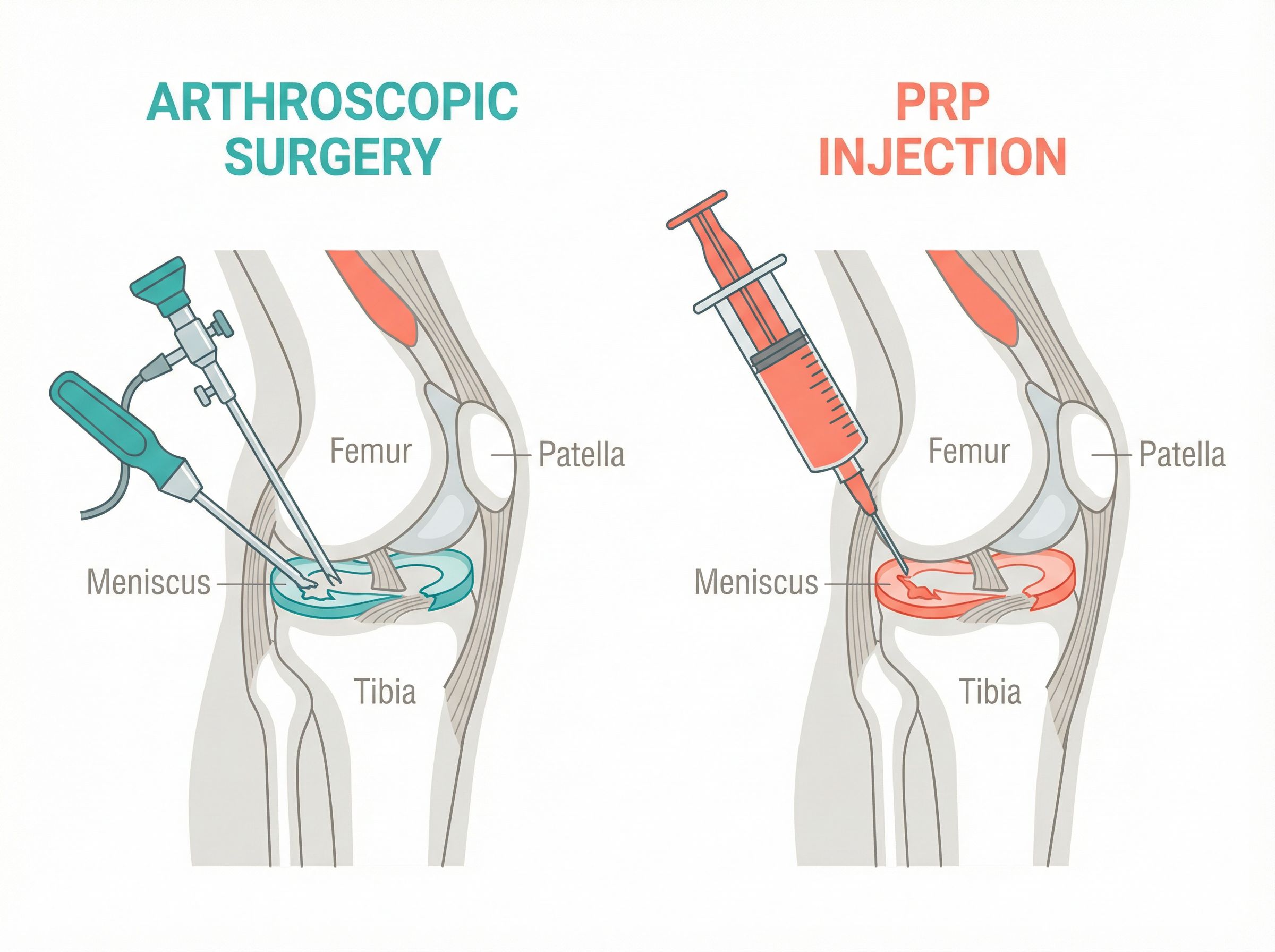 PRP delivers concentrated growth factors directly to the meniscus tear to promote healing.