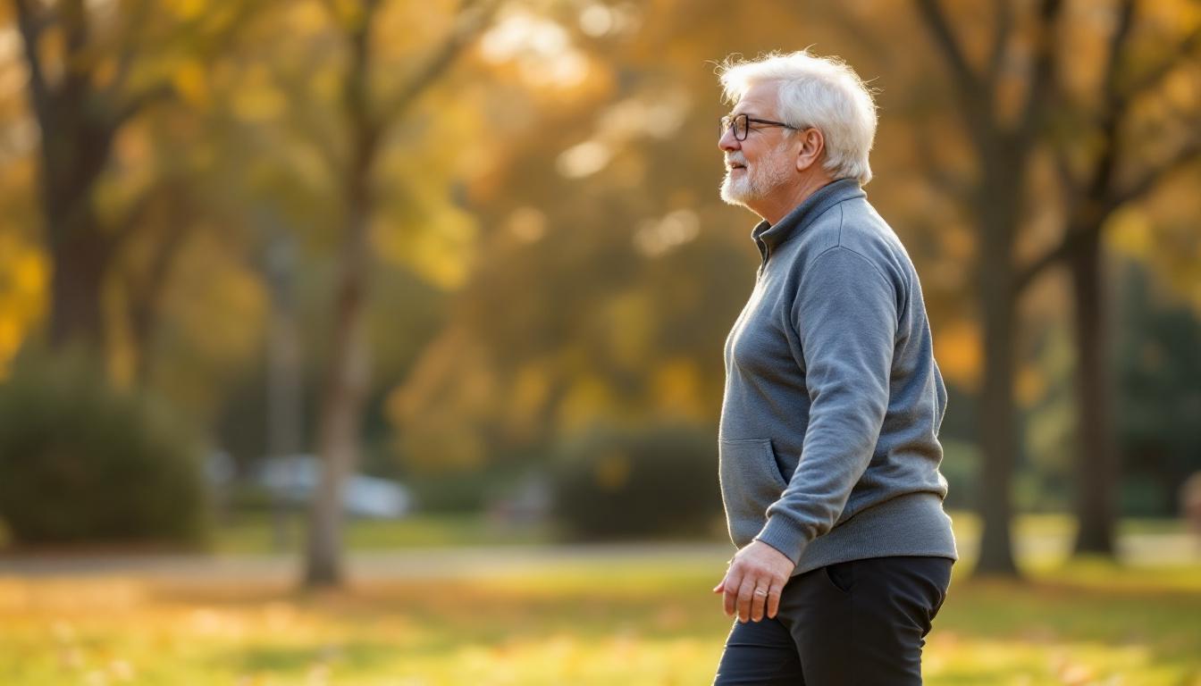 Patient walking comfortably after hip PRP treatment