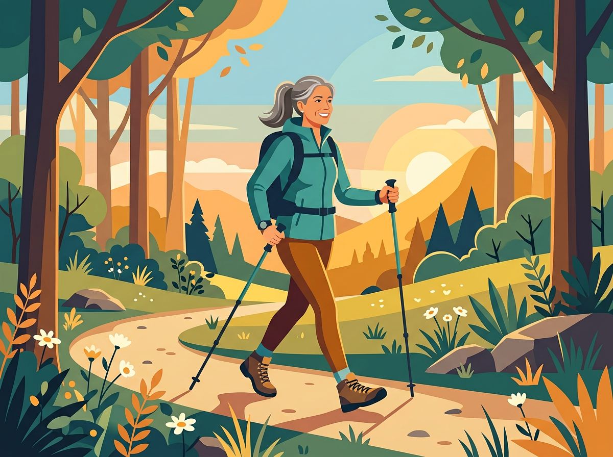 Active adult hiking outdoors, representing restored mobility and quality of life after PRP knee treatment