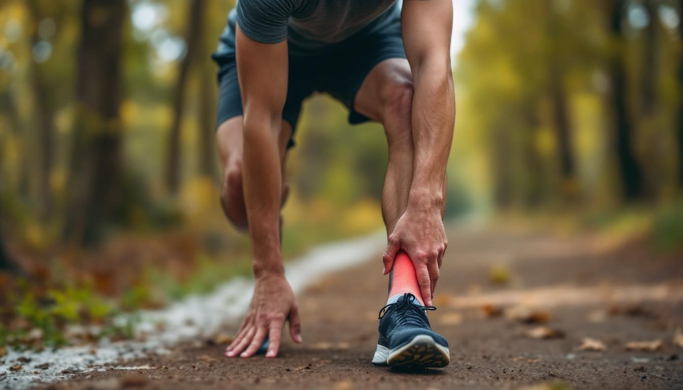 Runner experiencing the chronic tendon pain that PRP therapy is designed to treat
